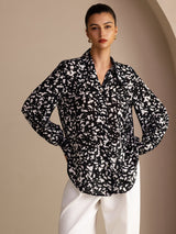 [Sorte Prikker] SilkSilky-NO Long Sleeve Lapel Collar Bluse 003