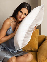 [Lysegrå+Hvit] SilkSilky-NO 22Momme Pillowcase 002