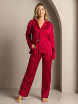 [Vin] SilkSilky-NO 19Momme Langermet Notchkrage Pyjamas for Kvinner 003