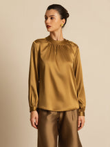 [Bronse] SilkSilky-NO 19Momme Langermet Rund Hals Bluse 004