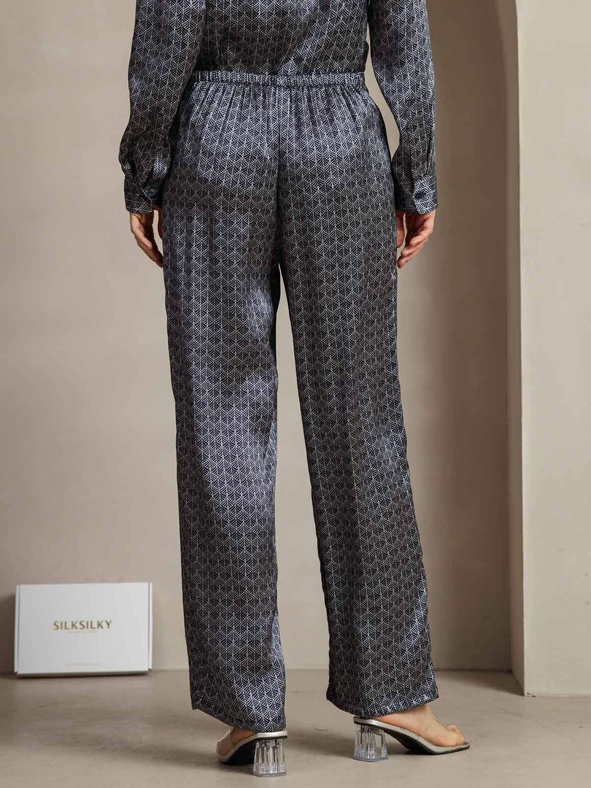 [Marine Ginkgo] SilkSilky-NO 19Momme Silke Womens Pants 002