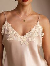 [Rosa] SilkSilky-NO Spaghetti Strap V Neck Camisole Topp 004