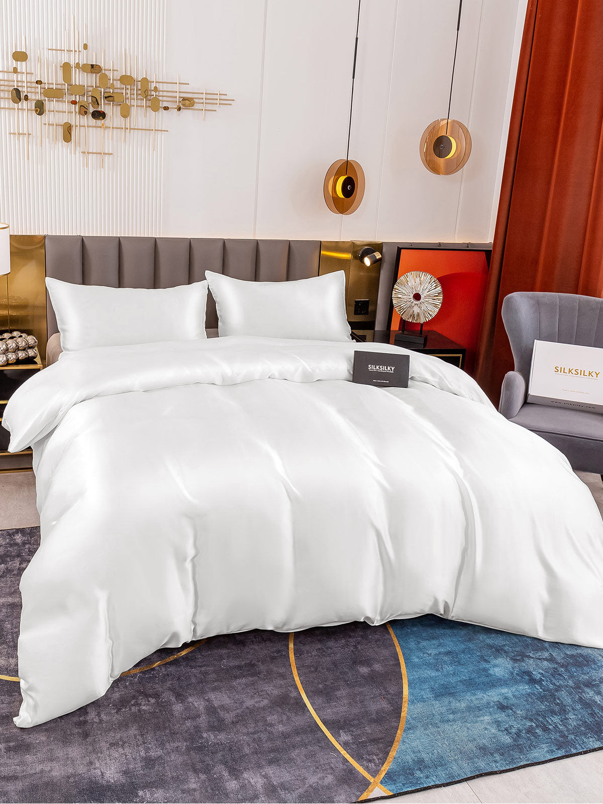 [Hvit] SilkSilky-NO 19Momme Bedding Set 003