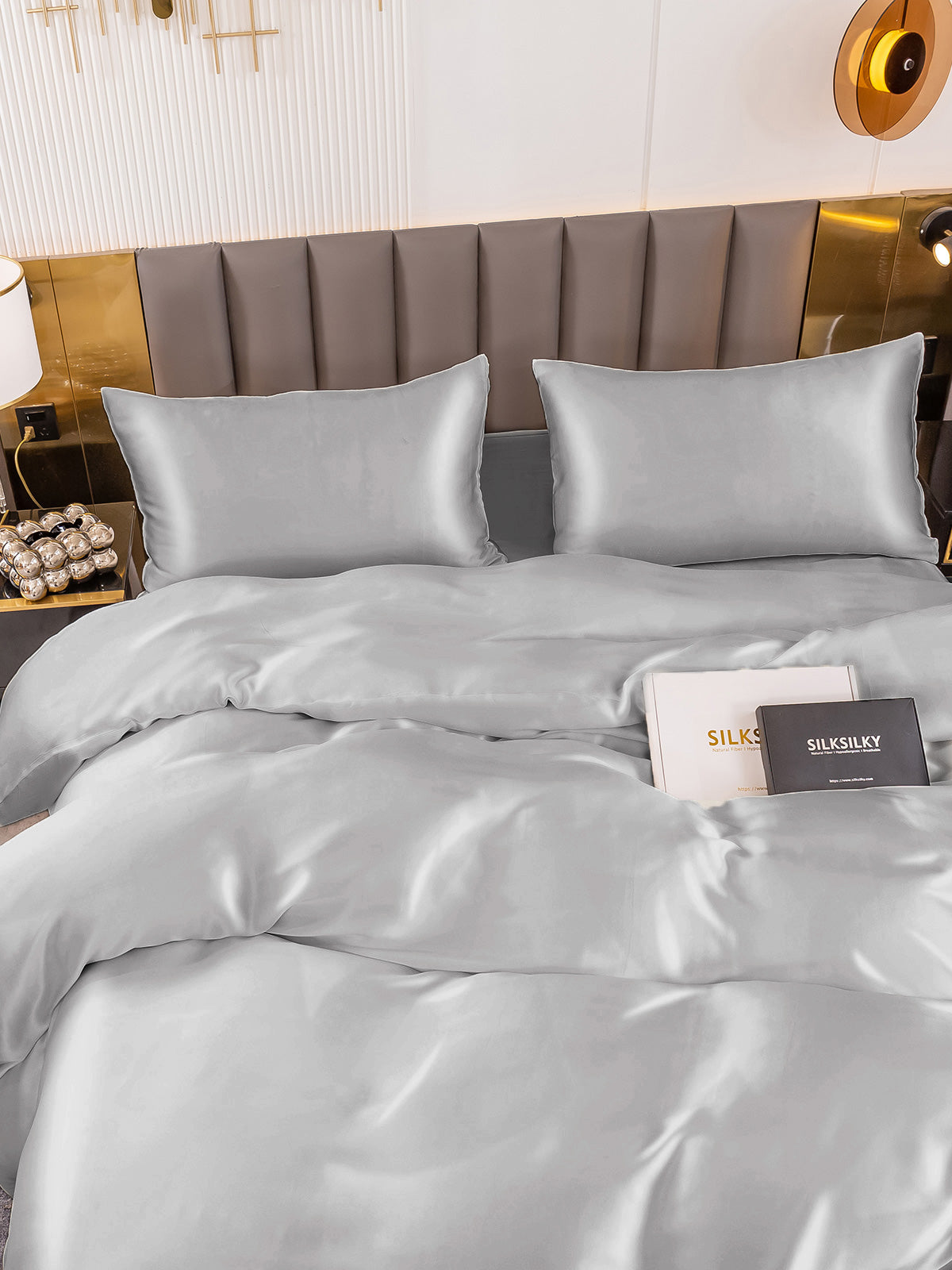 [Sølv] SilkSilky-NO 19Momme Bedding Set 004