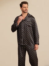 [Svart Kjede] SilkSilky-NO Long Sleeve Lapel Collar Pyjamas for menn 002