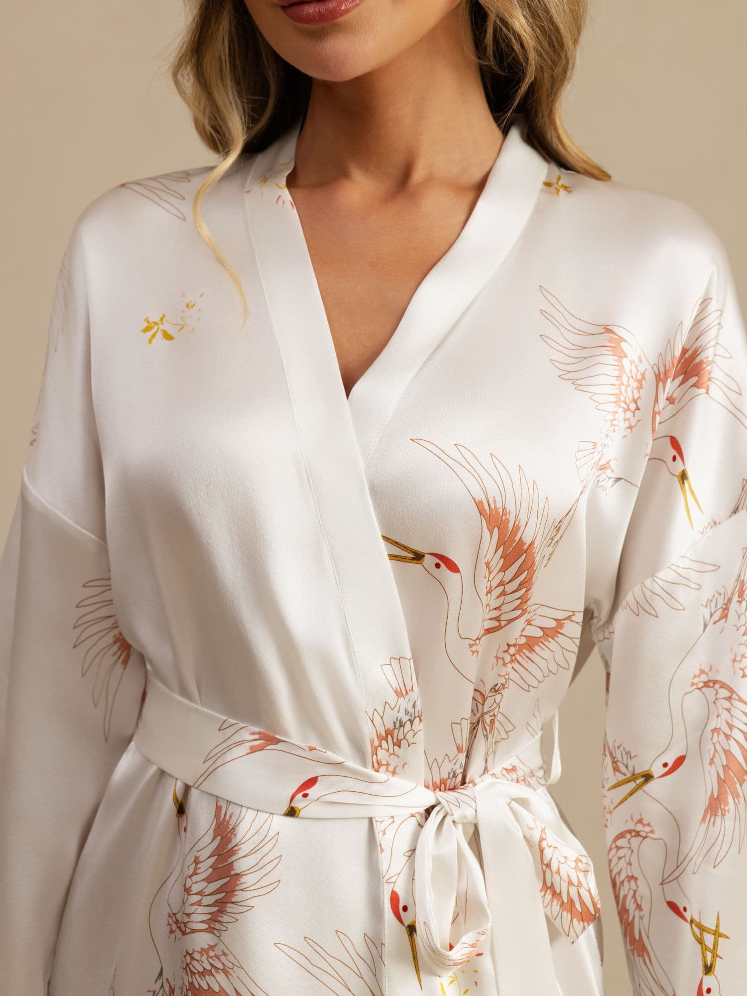 [Hvit] SilkSilky-NO Morgenkåpe for Kvinner 005