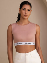 [Rosa] SilkSilky-NO Sleeveless Crew Neck Camisole Topp 001