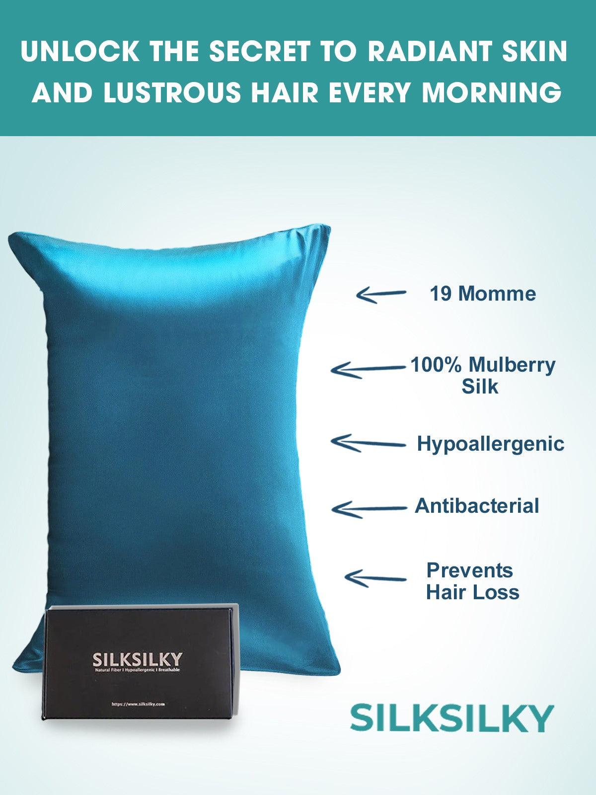 [Blågrønn] SilkSilky-NO 19Momme Pillowcase 002