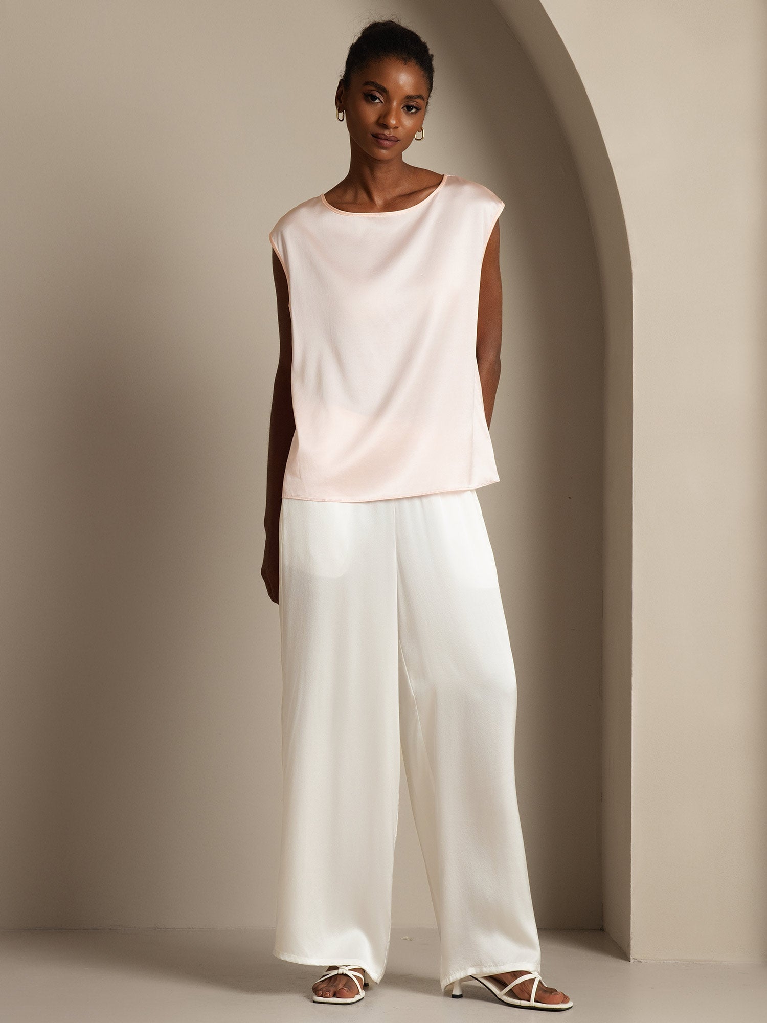 [Rosa] SilkSilky-NO 19Momme Silke Womens T-Shirt 005,