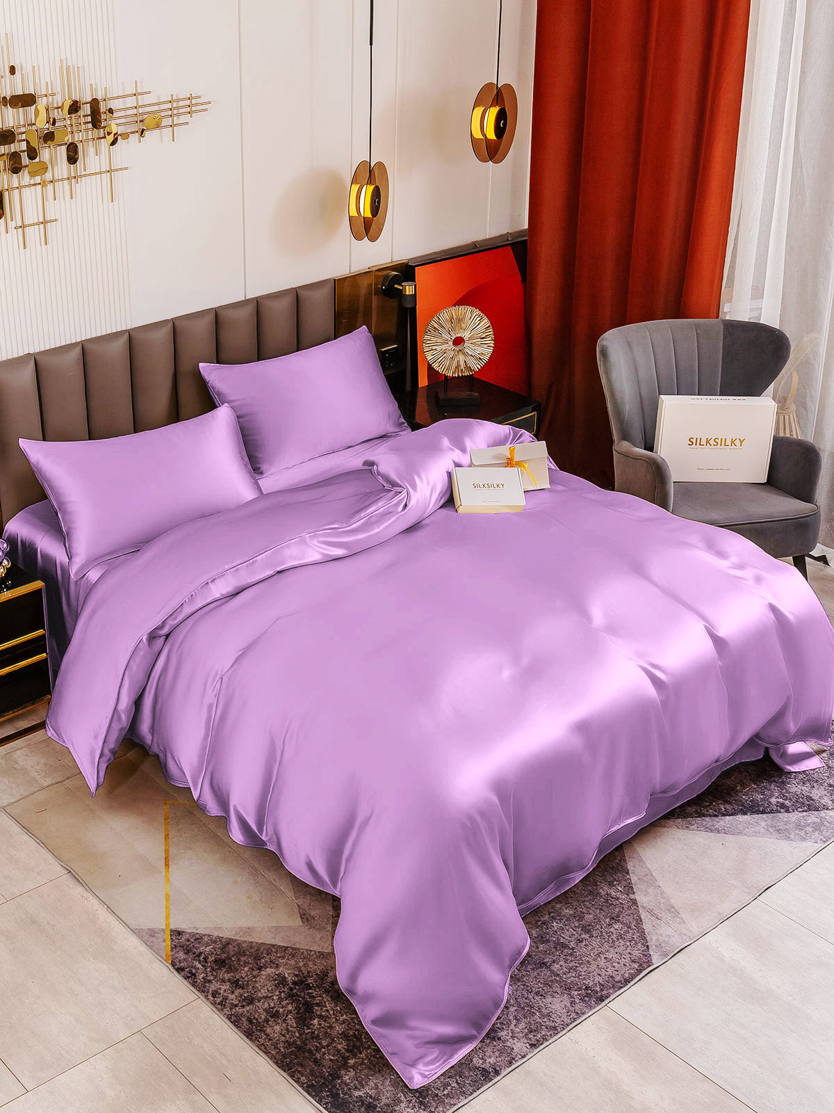 [Lavendel] SilkSilky-NO 19Momme Bedding Set 001