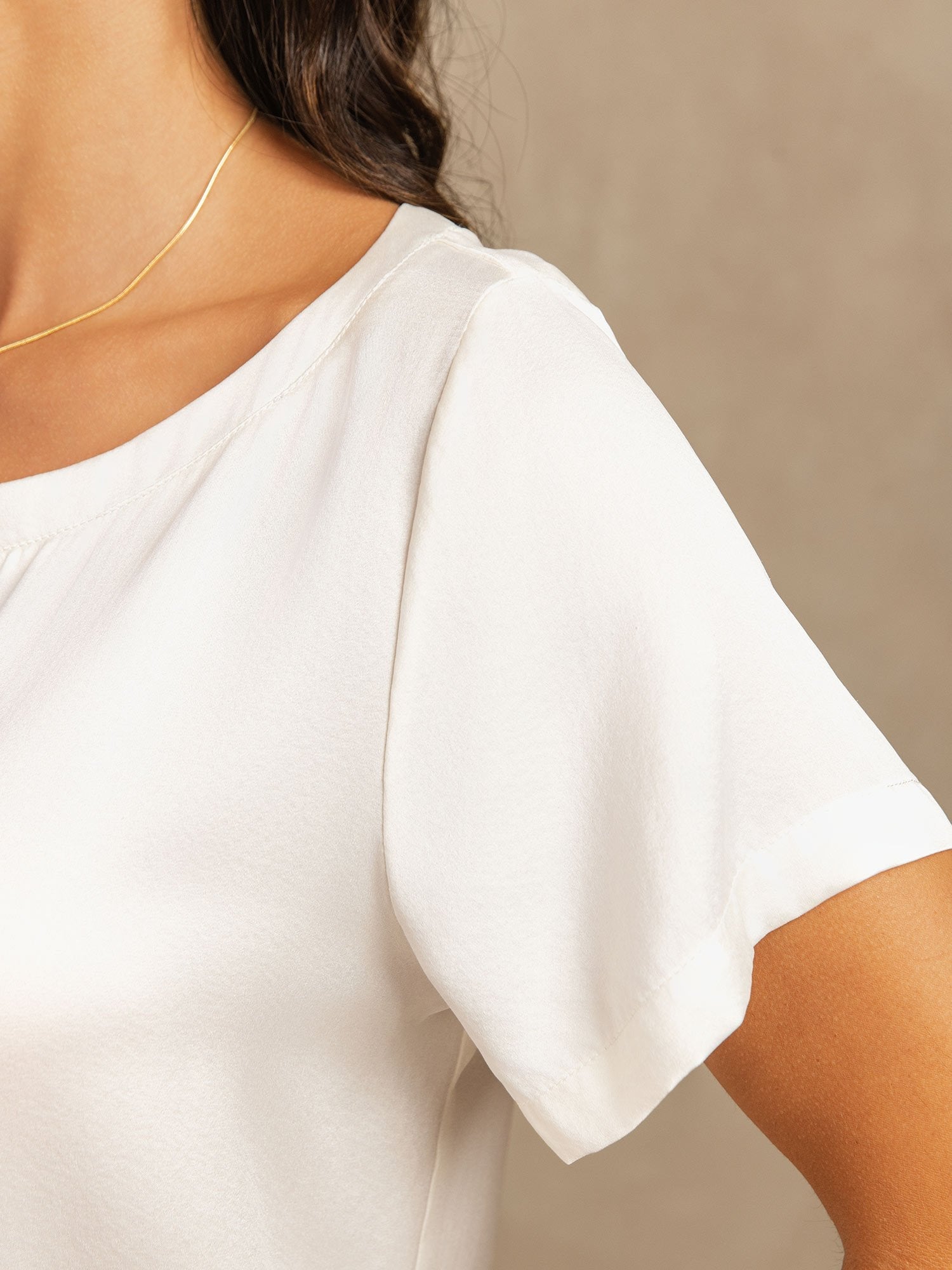 [Hvit] SilkSilky-NO 19Momme Silke Womens Pajamas 004