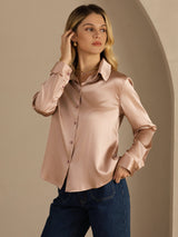 [Toscana] SilkSilky-NO Long Sleeve Lapel Collar Skjorte for Kvinner 002