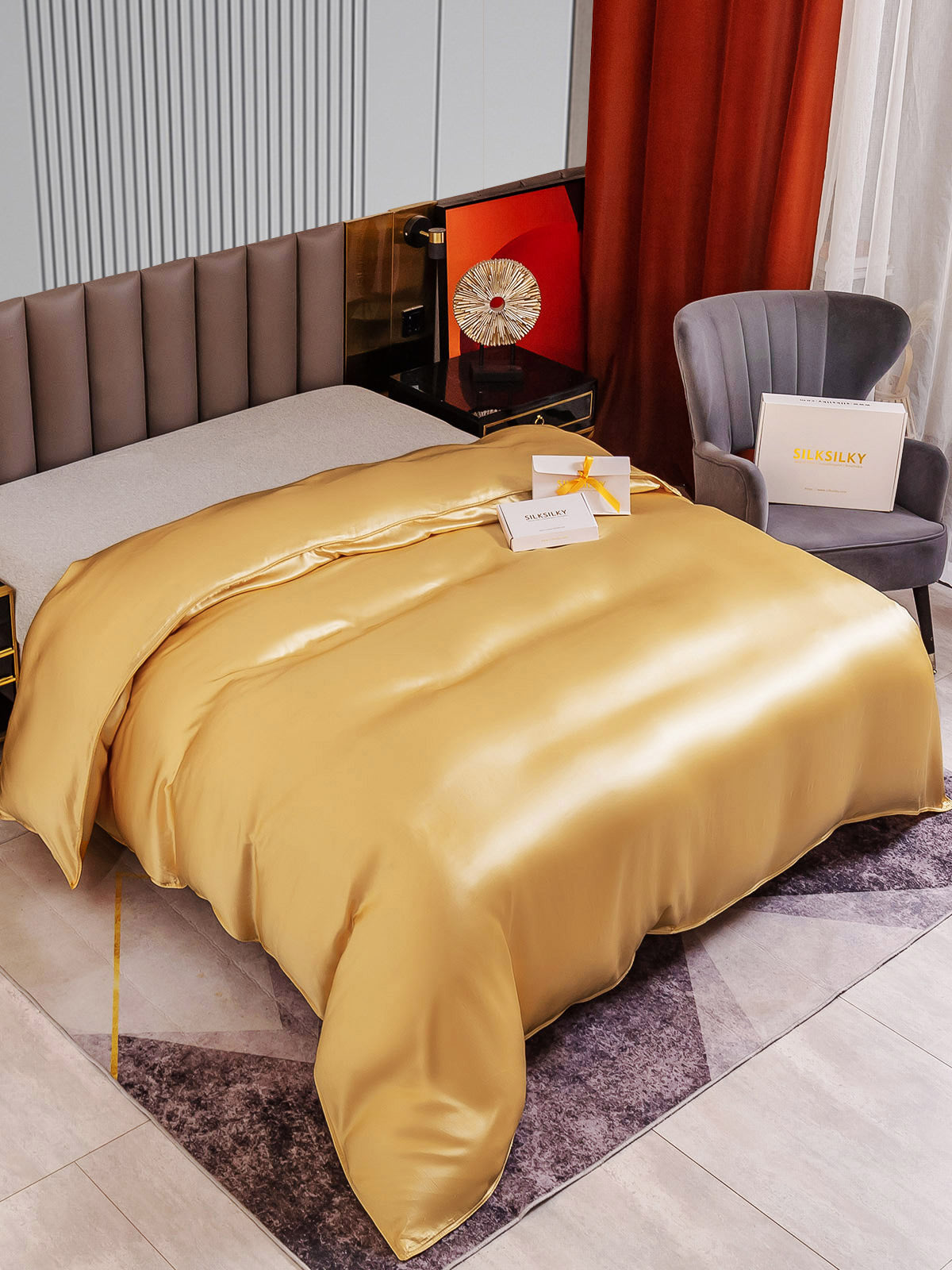 [Champagne] SilkSilky-NO 22Momme Duvet Cover 002