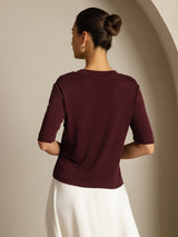 [Windsorvin] SilkSilky-NO Halv erme Crew Neck T-skjorte for Kvinner 002