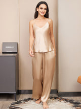 [Champagne] SilkSilky-NO Spaghetti Stropp V Hals Camisole sett 004