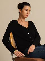 [Svart] SilkSilky-NO Long Sleeve Dame Cardigan 004
