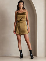 [Brun] SilkSilky-NO 19Momme Spaghetti Stropp Dyp Rund Halsutringning Camisole Topp 007