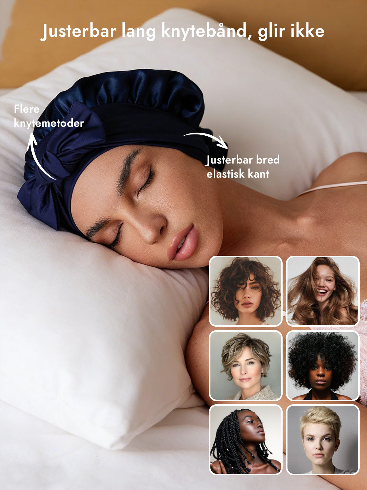 [Mørke blå] SilkSilky-NO Silke Sleep Cap 004