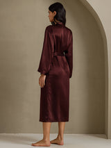 [Brun] SilkSilky-NO Long Sleeve Morgenkåpe for Kvinner 002