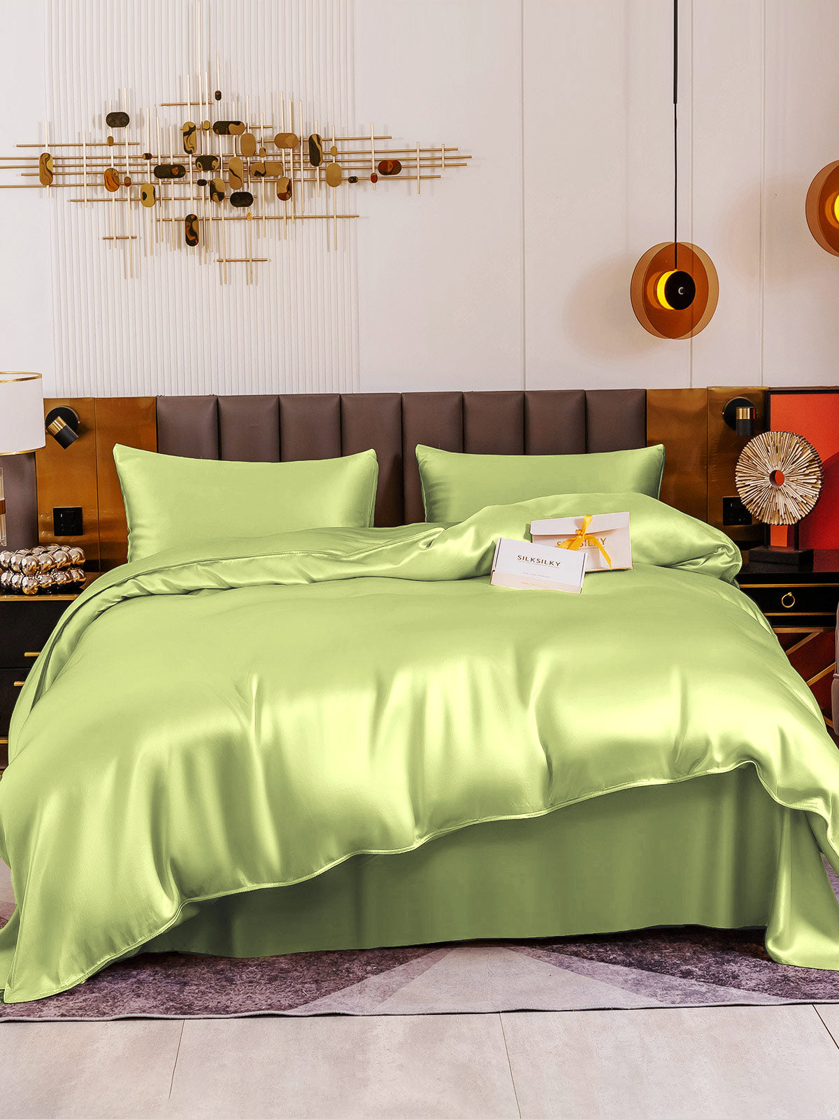 [Mintgrønn] SilkSilky-NO 19Momme Bedding Set 002