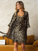 [Leopard] SilkSilky-NO Silke Nightgown&Robe Set 006,