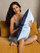 [Mørkeblå+LyseBlå] SilkSilky-NO 19Momme Pillowcase 002