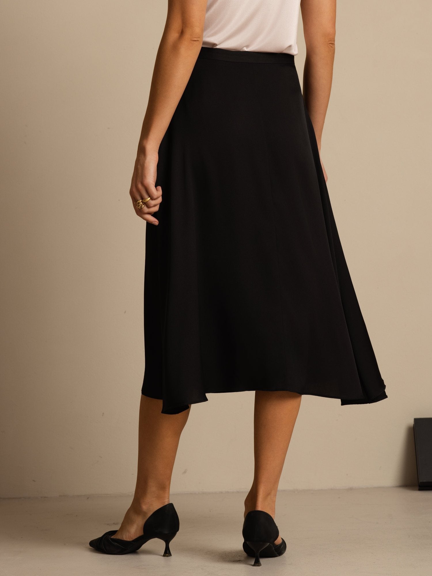 [Svart] SilkSilky-NO 19Momme Silke Skirt 002