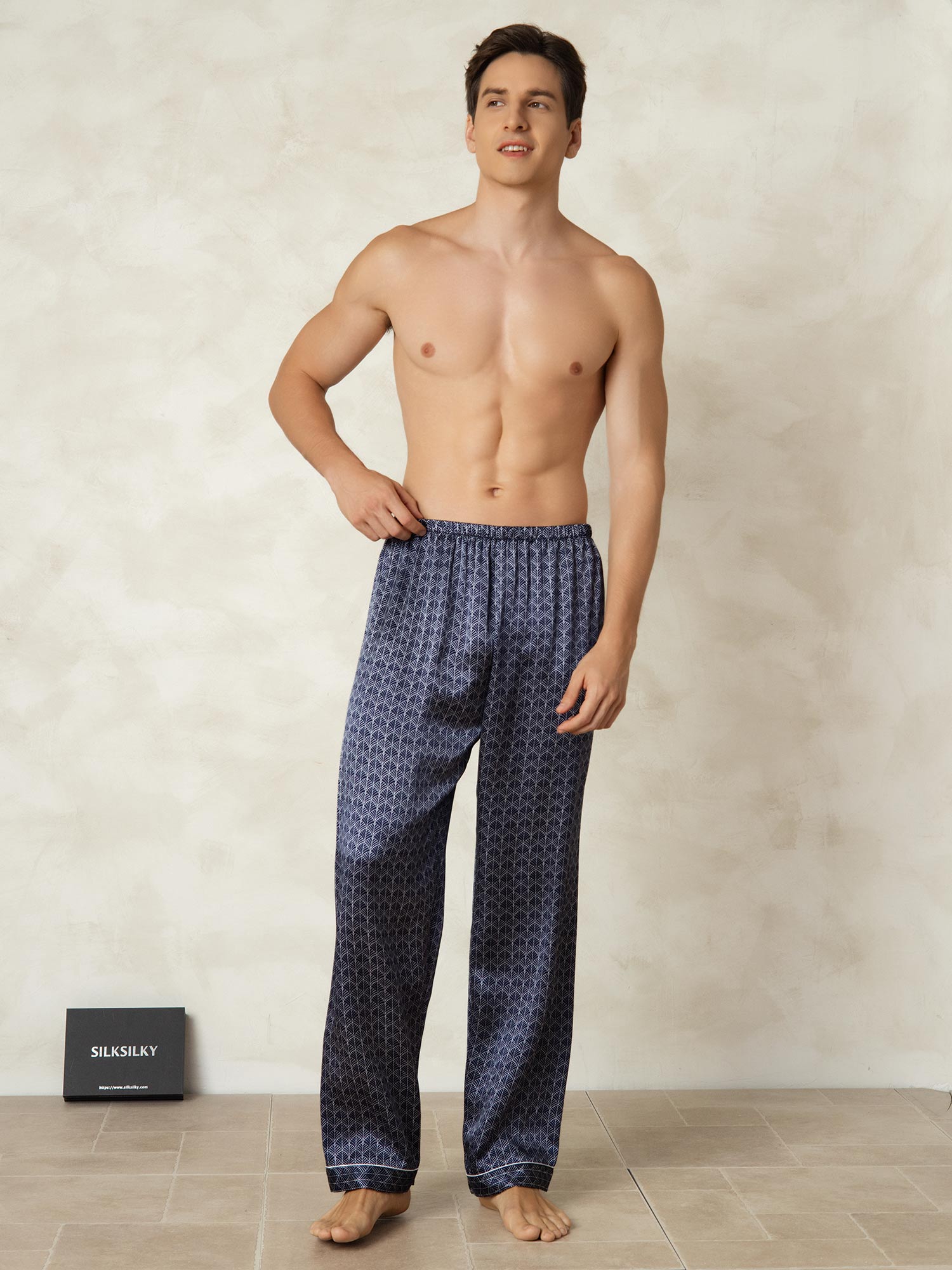 [Marine Ginkgo] SilkSilky-NO Mens Sleep Bottoms 004