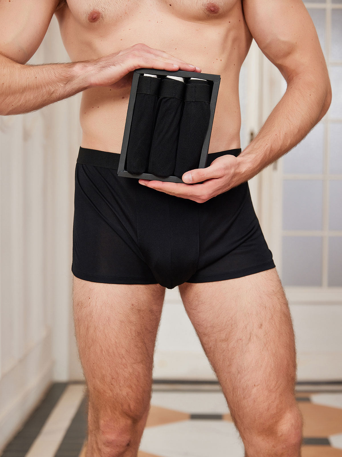 [Svart] SilkSilky-NO Mens Underwear 003