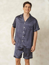 [Marine Ginkgo] SilkSilky-NO Short Sleeve Lapel Collar Pyjamas for menn 005