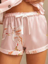 [Rosa] SilkSilky-NO Short Sleeve Lapel Collar Pyjamas for Kvinner 005
