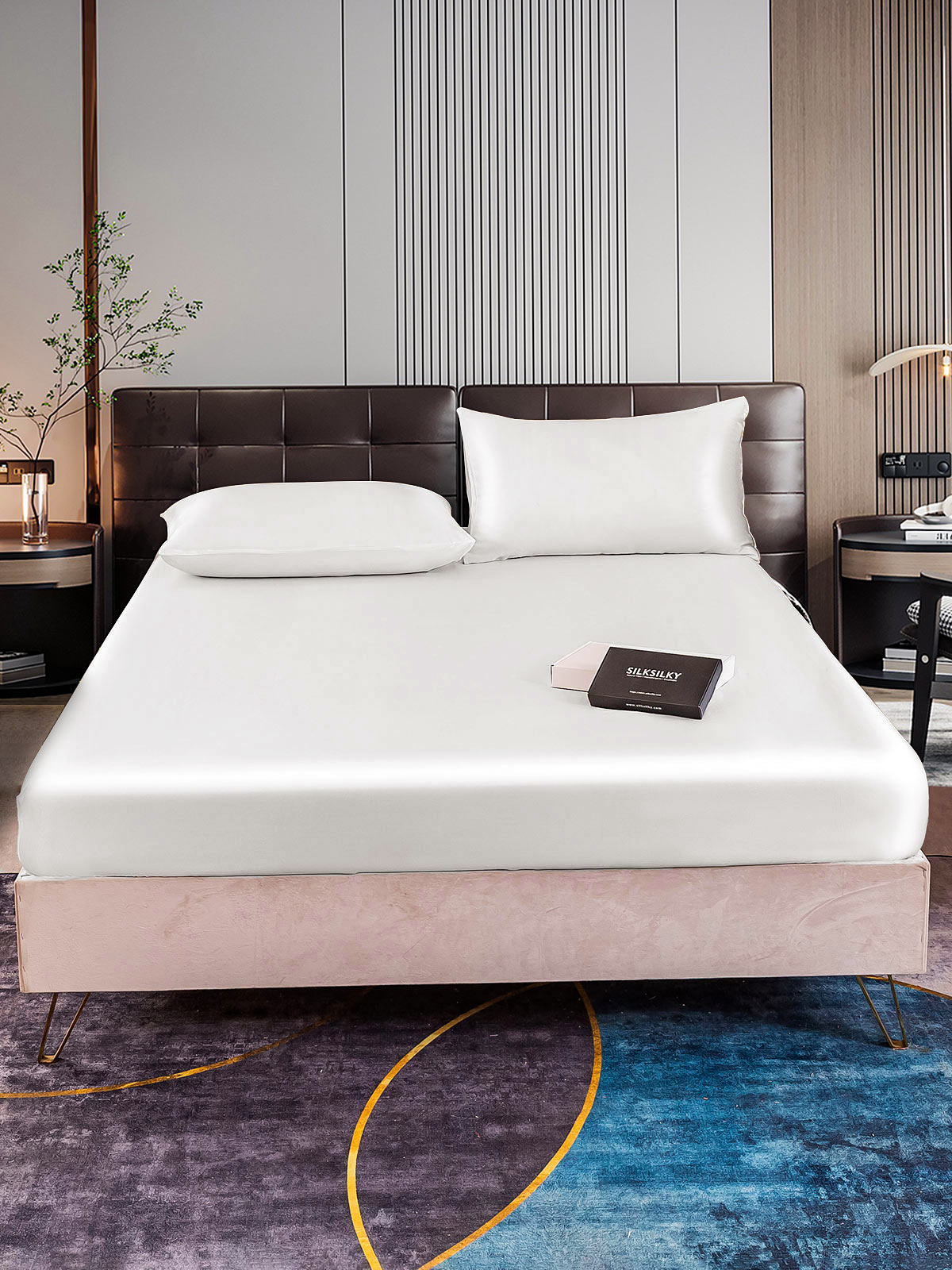 [Hvit] SilkSilky-NO 22Momme Bedding Set 001