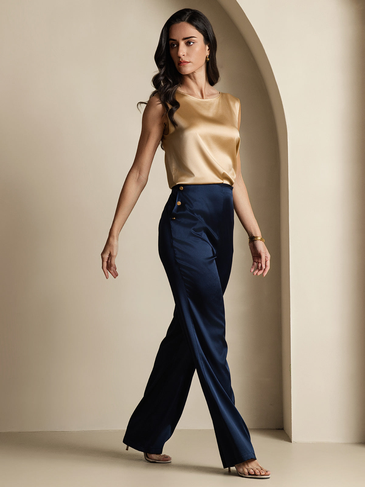 [Mørke blå] SilkSilky-NO 19Momme Silke Womens Pants 007