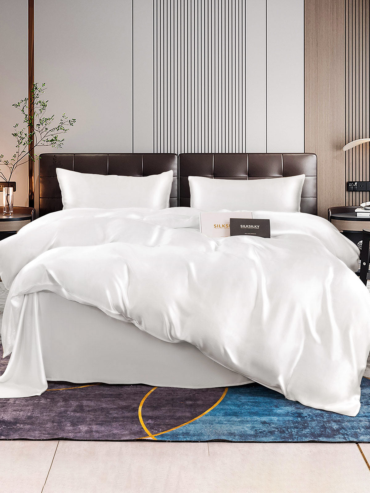 [Hvit] SilkSilky-NO 22Momme Bedding Set 001