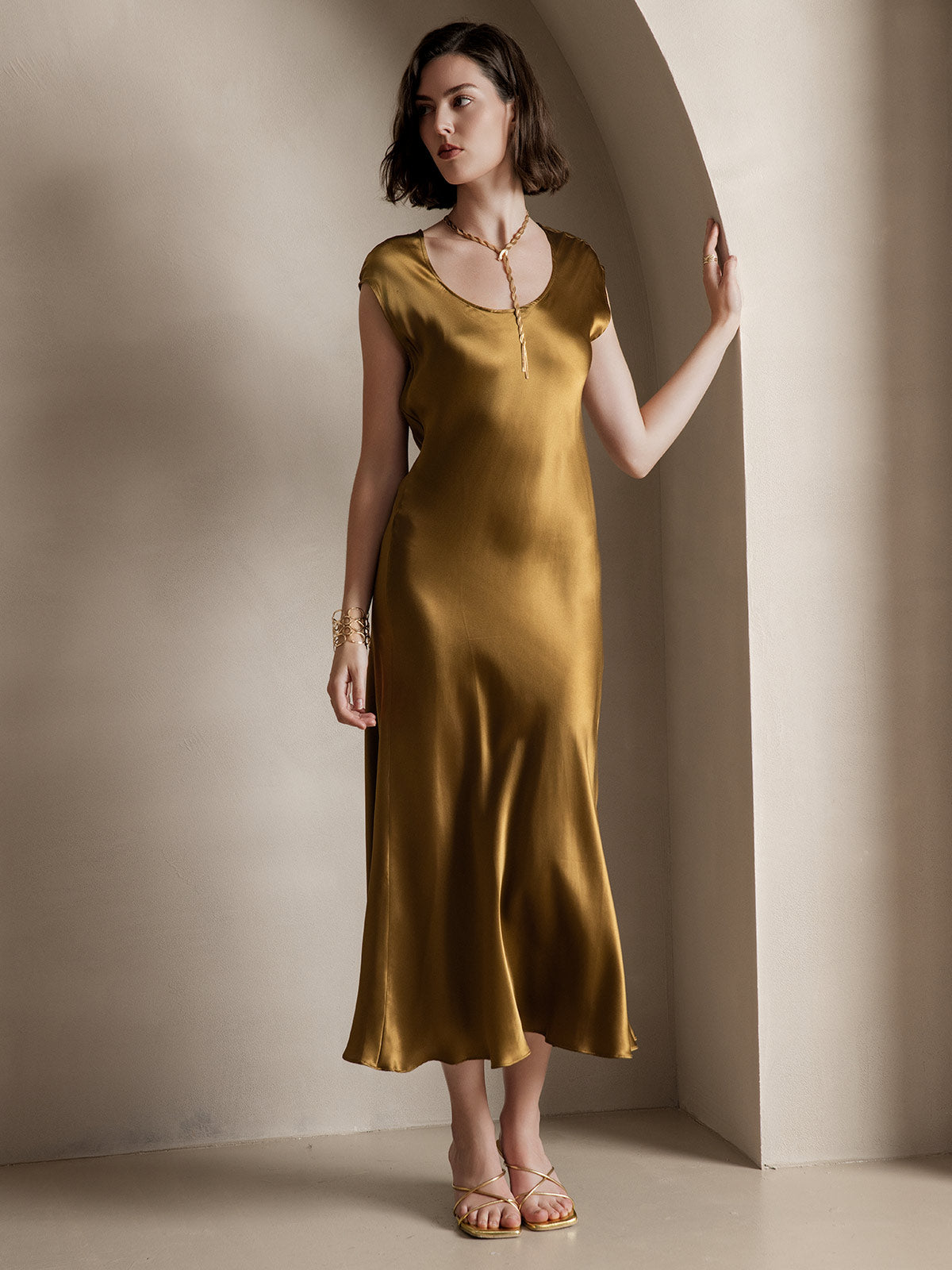 [Brun] SilkSilky-NO 19Momme Silke Dress 007