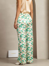 [Grønn Blomster] SilkSilky-NO 19Momme Silke Womens Pants 002