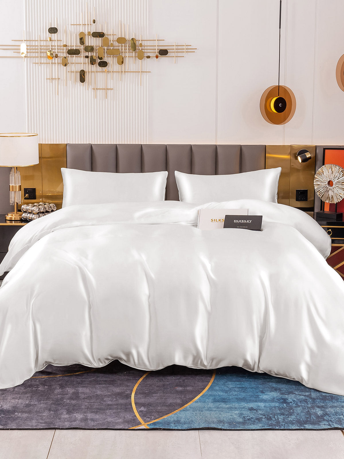 [Hvit] SilkSilky-NO 19Momme Bedding Set 001