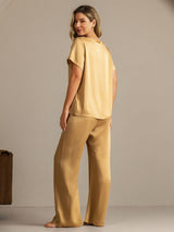 [Tan] SilkSilky-NO 19Momme Pyjamas for Kvinner 002