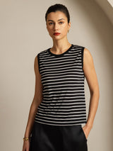 [Svart Stripe] SilkSilky-NO Pure Silk Camisoles 001