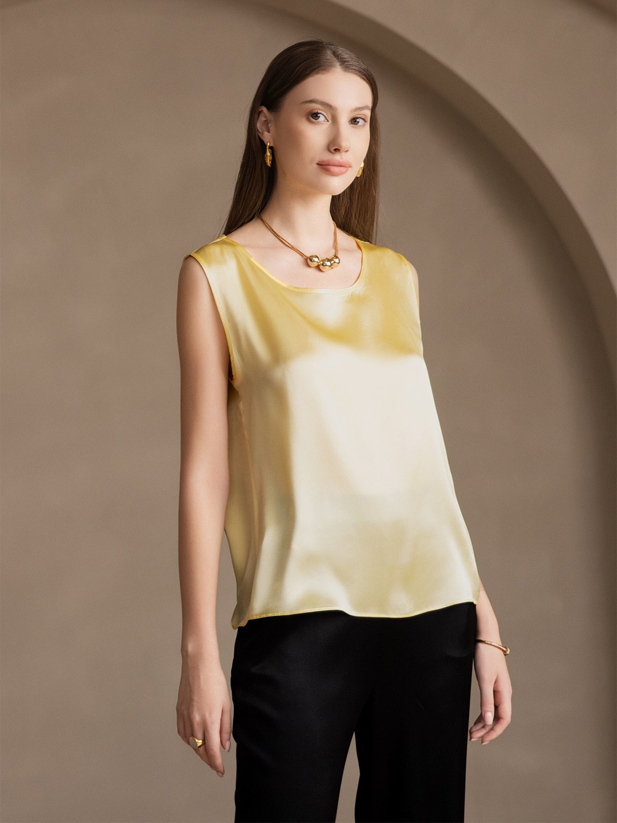 [Lys Gul] SilkSilky-NO 19Momme Silke Camisoles 005