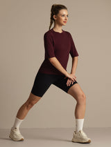 [Windsorvin] SilkSilky-NO Halv erme Tett Crew Neck T-skjorte for Kvinner 006