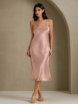 [Toscana] SilkSilky-NO Spaghetti Strap V Neck Kjole 003