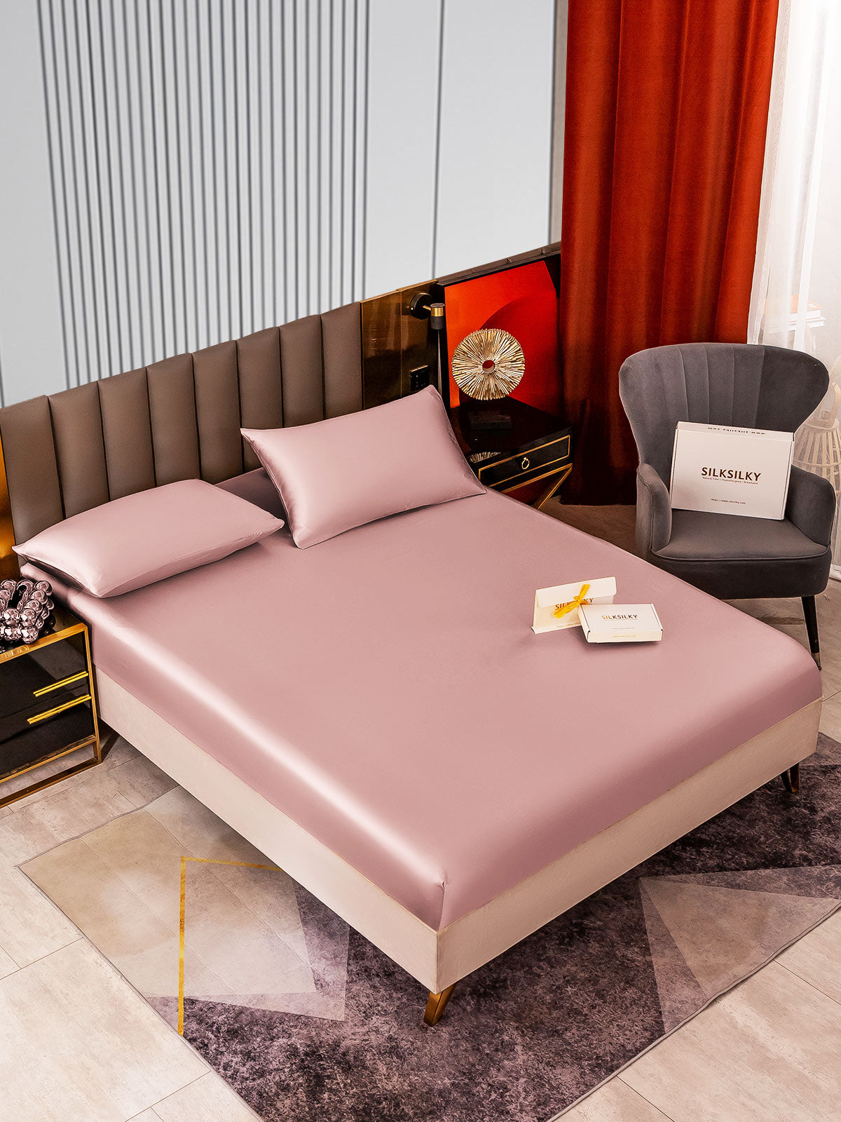 [Blek Mauve] SilkSilky-NO 22Momme Bedding Set 002