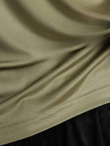 [Tørket Urte] SilkSilky-NO 100% Silk Jersey Short Sleeve Falsk Krage T-skjorte for Kvinner 005