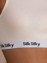 [Hvit] SilkSilky-NO Sleeveless Crew Neck Camisole Topp 006