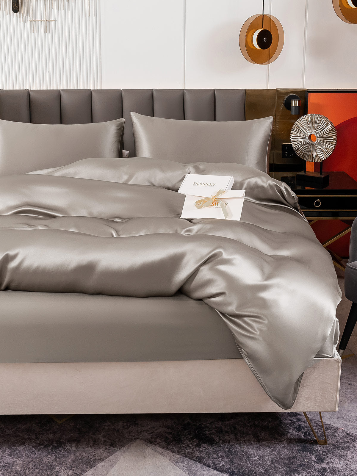 [Grå] SilkSilky-NO 19Momme Bedding Set 006