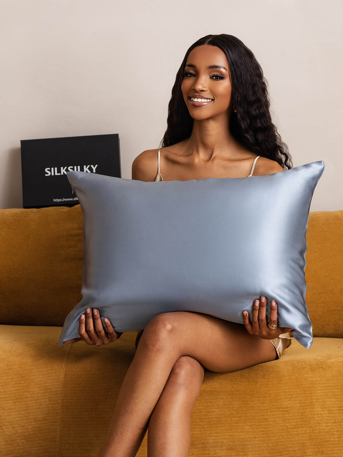 [Gråblå] SilkSilky-NO 19Momme Pillowcase 001