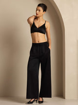 [Svart] SilkSilky-NO 19Momme Womens Pants 001