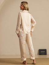 [Champagne] SilkSilky-NO Long Sleeve Lapel Collar Pyjamas for Kvinner 002