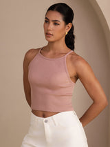 [Rosa] SilkSilky-NO Sleeveless Crew Neck Camisole Topp 003